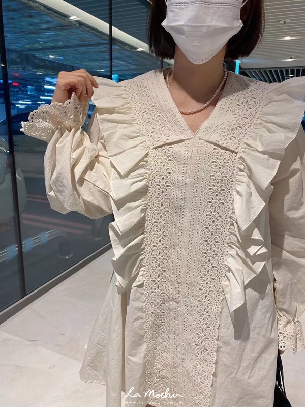 燒花蕾絲V領短洋裝